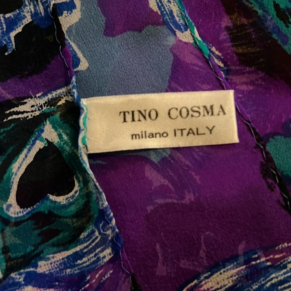 Tino Cosma silk sheer Italy oblong scarf 62” x 20”